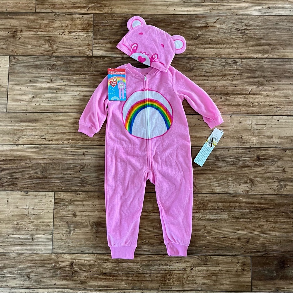 Pink Rainbow Care Bear Onesie with Hat